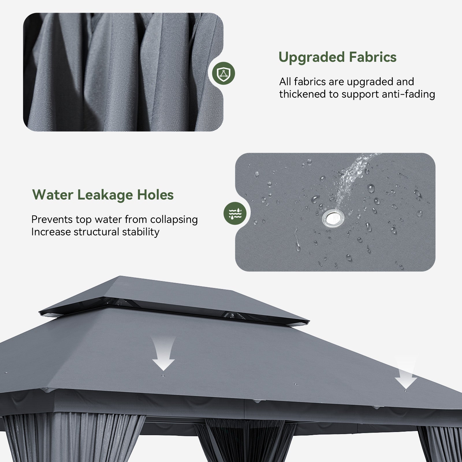 Outdoor Gazebo for Patio 10x13, Metal Frame Canopy with Double Roofs, Heavy Duty Party Tent and Shelter with Mosquito Nettings for Backyard, Lawn, Garden,Gray