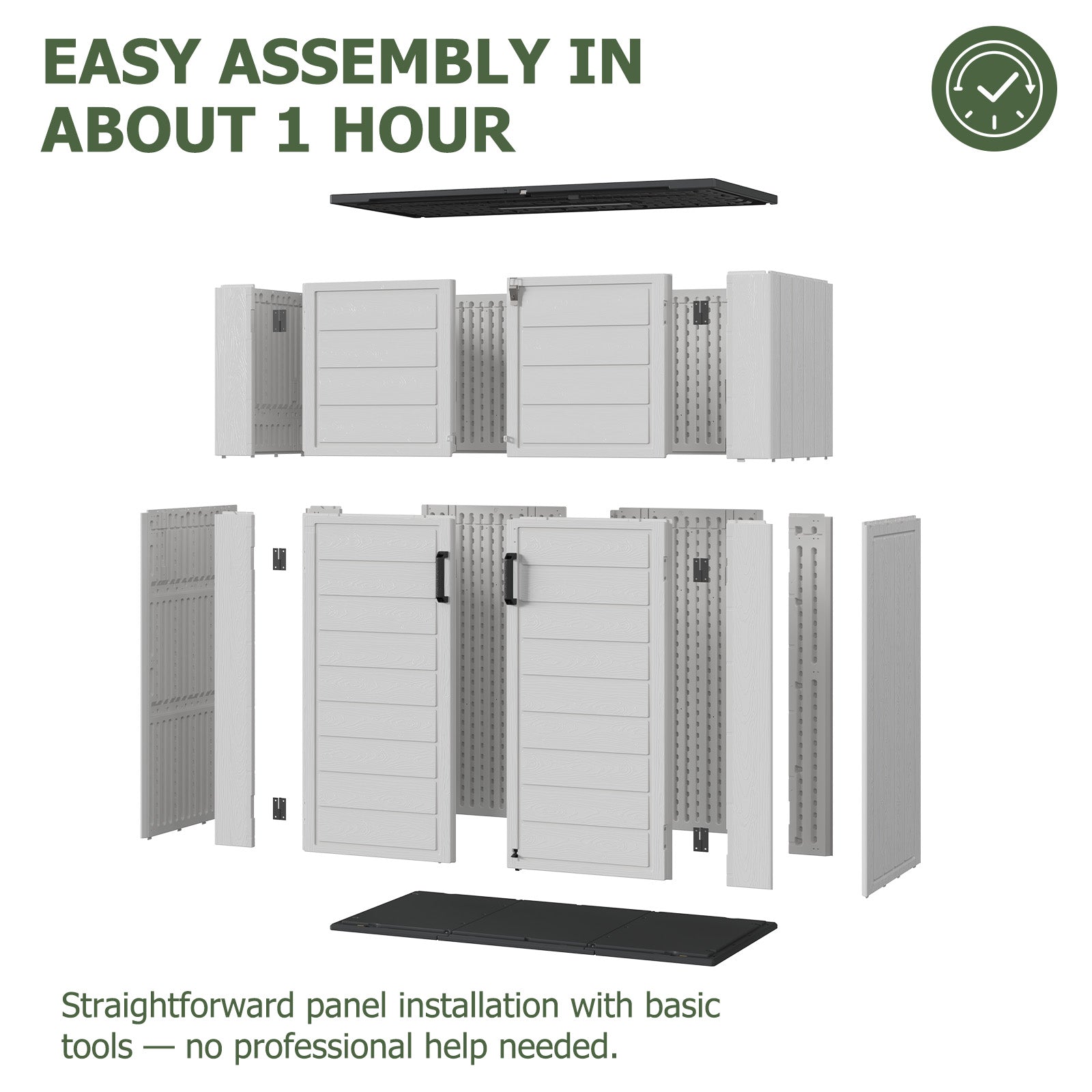 Aoxun 61 Cu.Ft Outdoor Storage Shed, Widened Outdoor Storage Cabinet Waterproof Vertical Resin Shed with Floor for Patio, Garden Tools, Pool Equipment, Easy to Assemble (White)