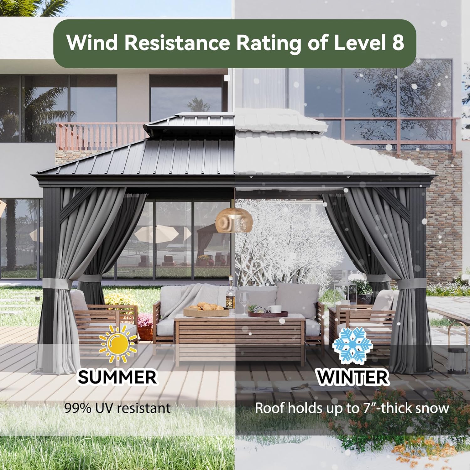 Hardtop Aluminum Gazebo with Rain Gutter