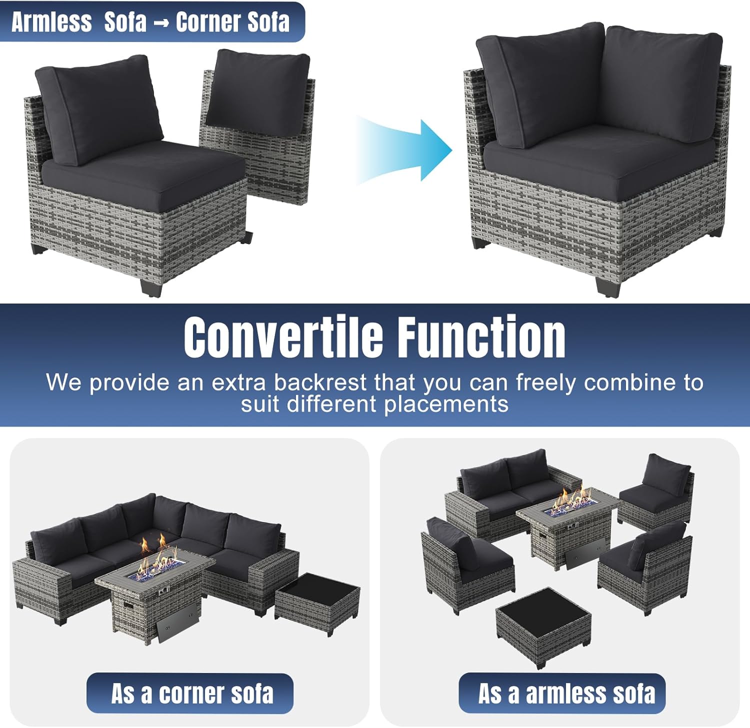 Aoxun 6 Pieces/7 Pieces Patio Furniture Set