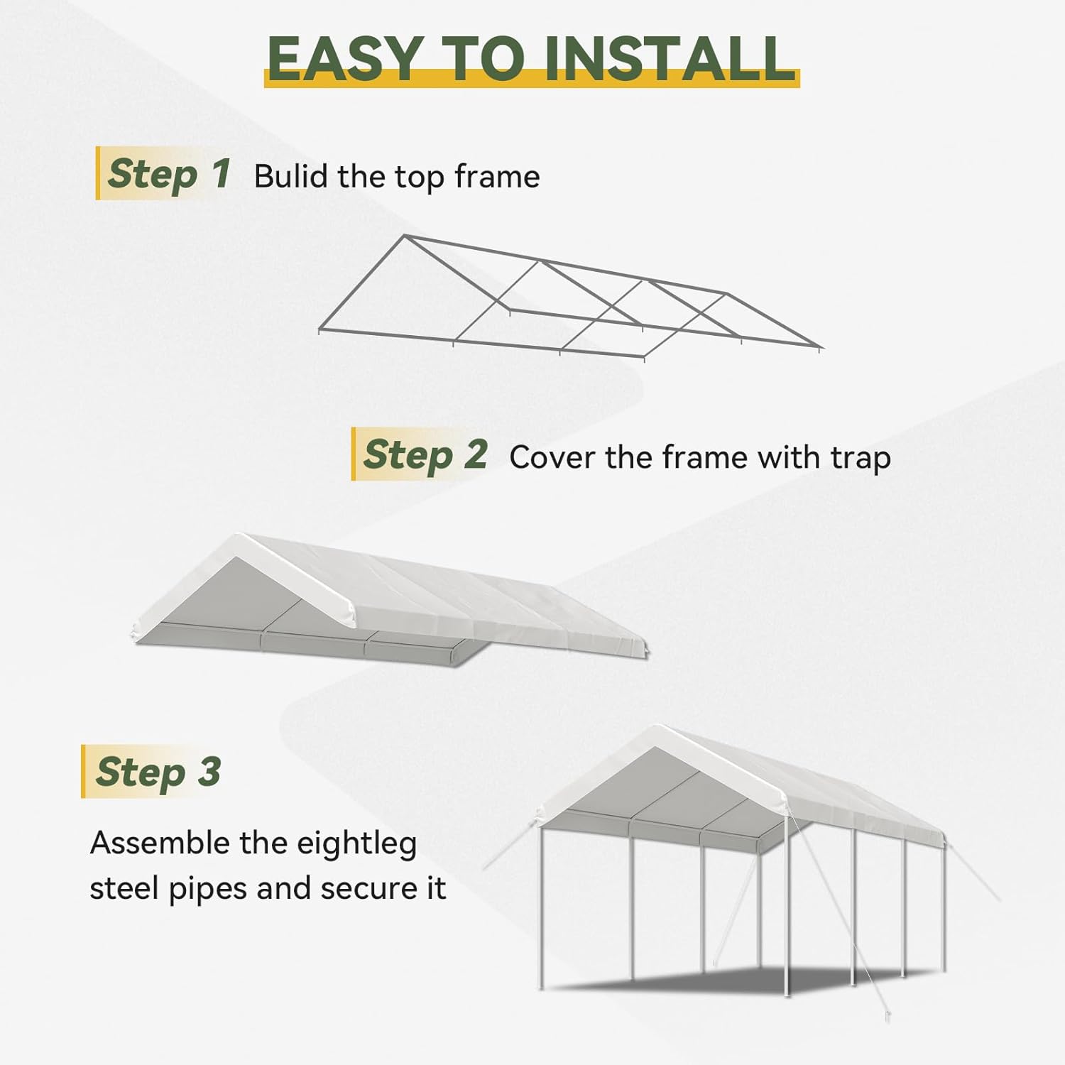 10x20x9 FT Portable Carport Tent with Reinforced Structure