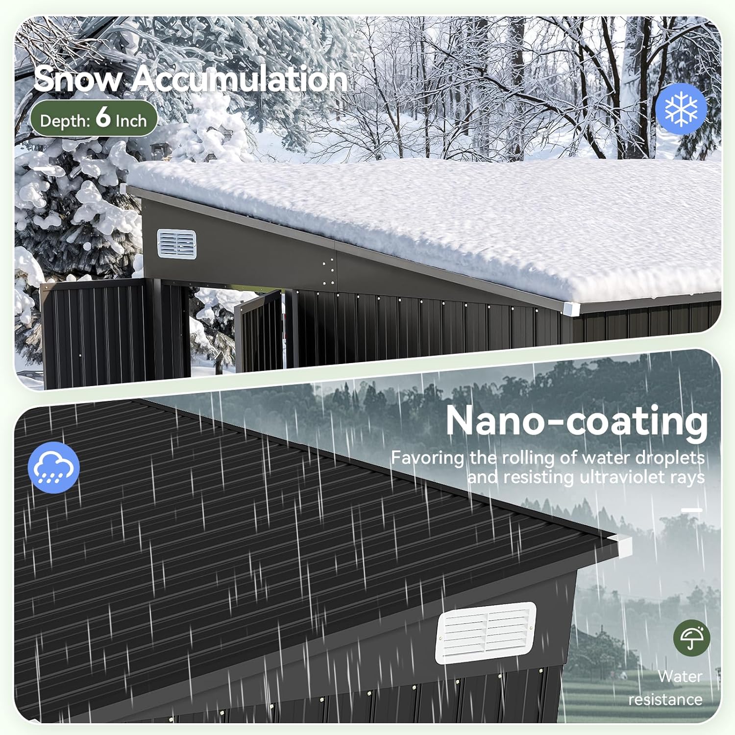 Aoxun 8' x 4' Shed 140 CU.FT. Outdoor Shed with Triple Lockable Door Metal Storage Cabinet with Premium Waterproof Panel for Tools Bicycles Storage for Garden, Patio, Courtyard Visit the Aoxun Store