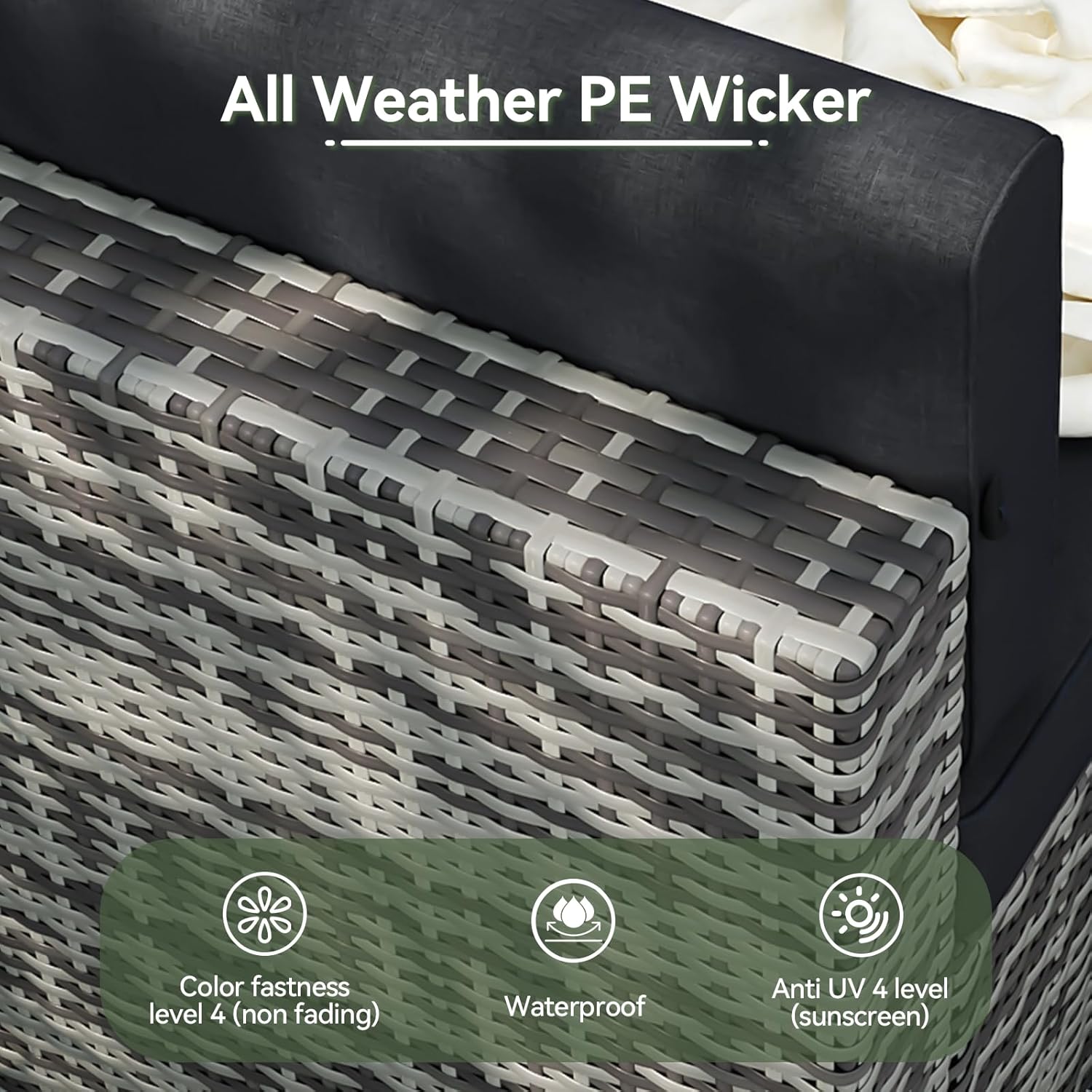 Aoxun 8 Piece Patio Furniture Set, Wicker Outdoor Furniture Set with Storage Box and Glass Top Table, Patio Sectional Set with Thickened Cushions and Include Waterproof Cover