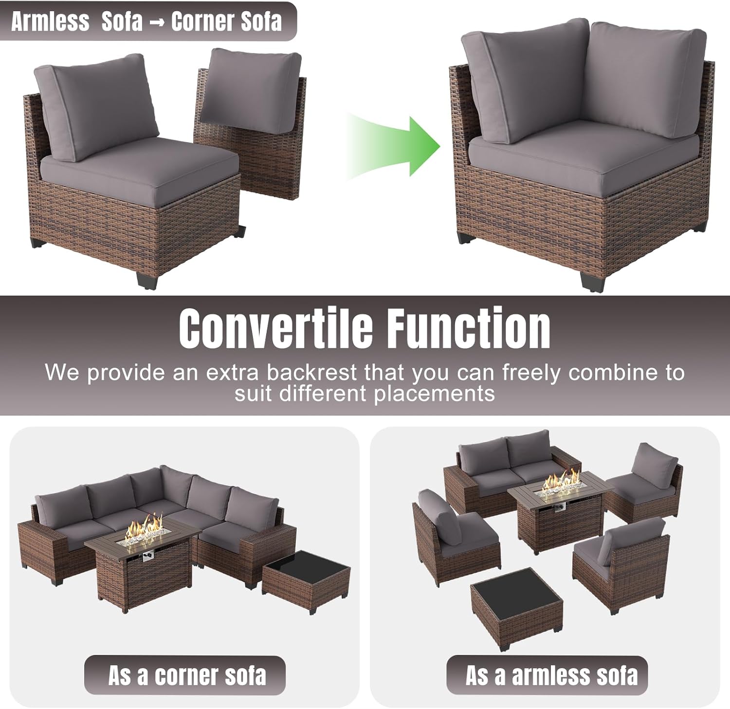 Aoxun 6 Pieces/7 Pieces Patio Furniture Set