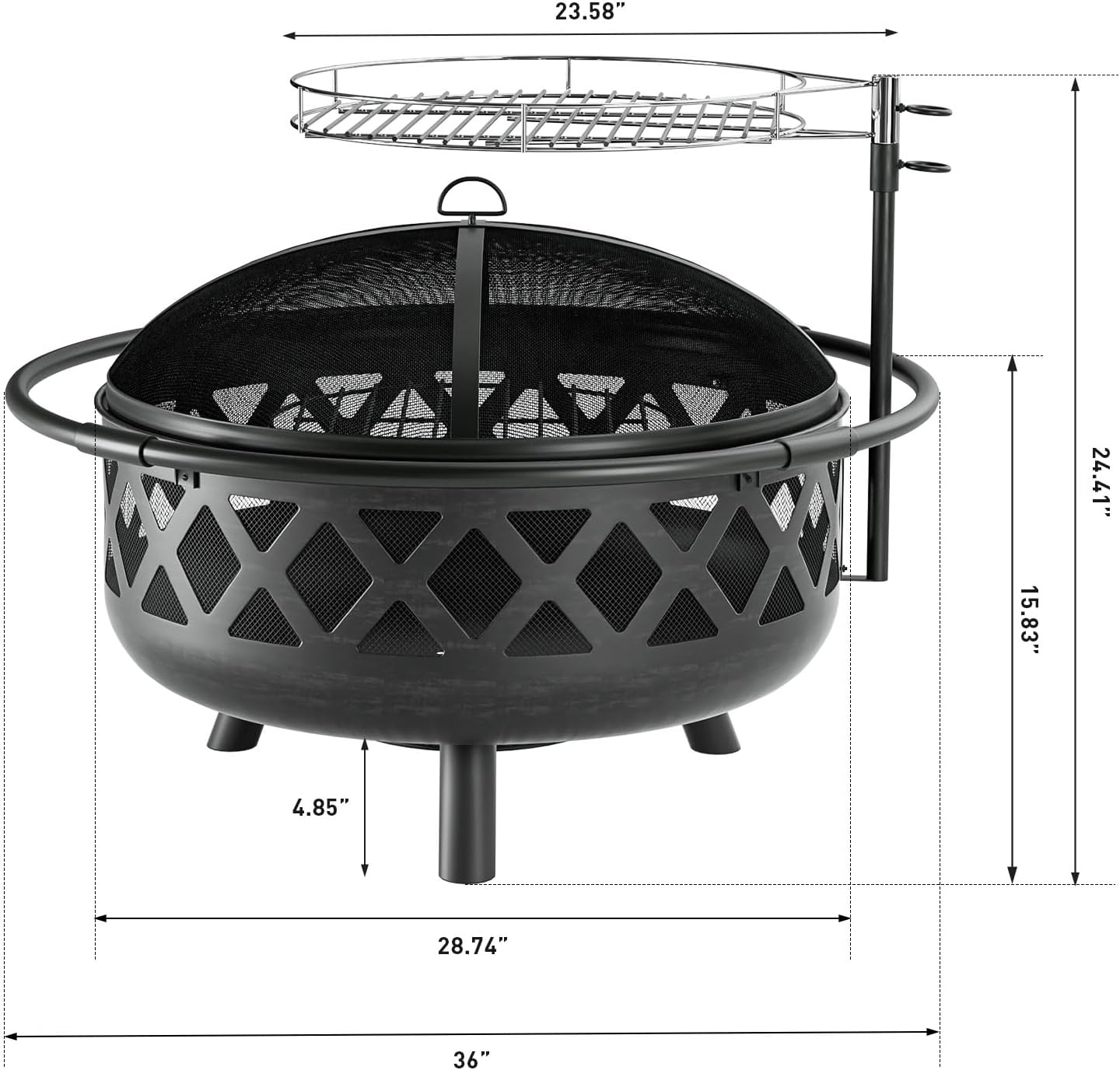 Fire Pit with Cooking Grate Grill