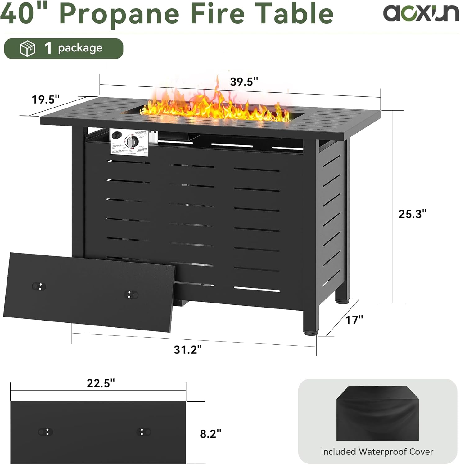 Steel Propane Fire Pit Table, 50,000 BTU