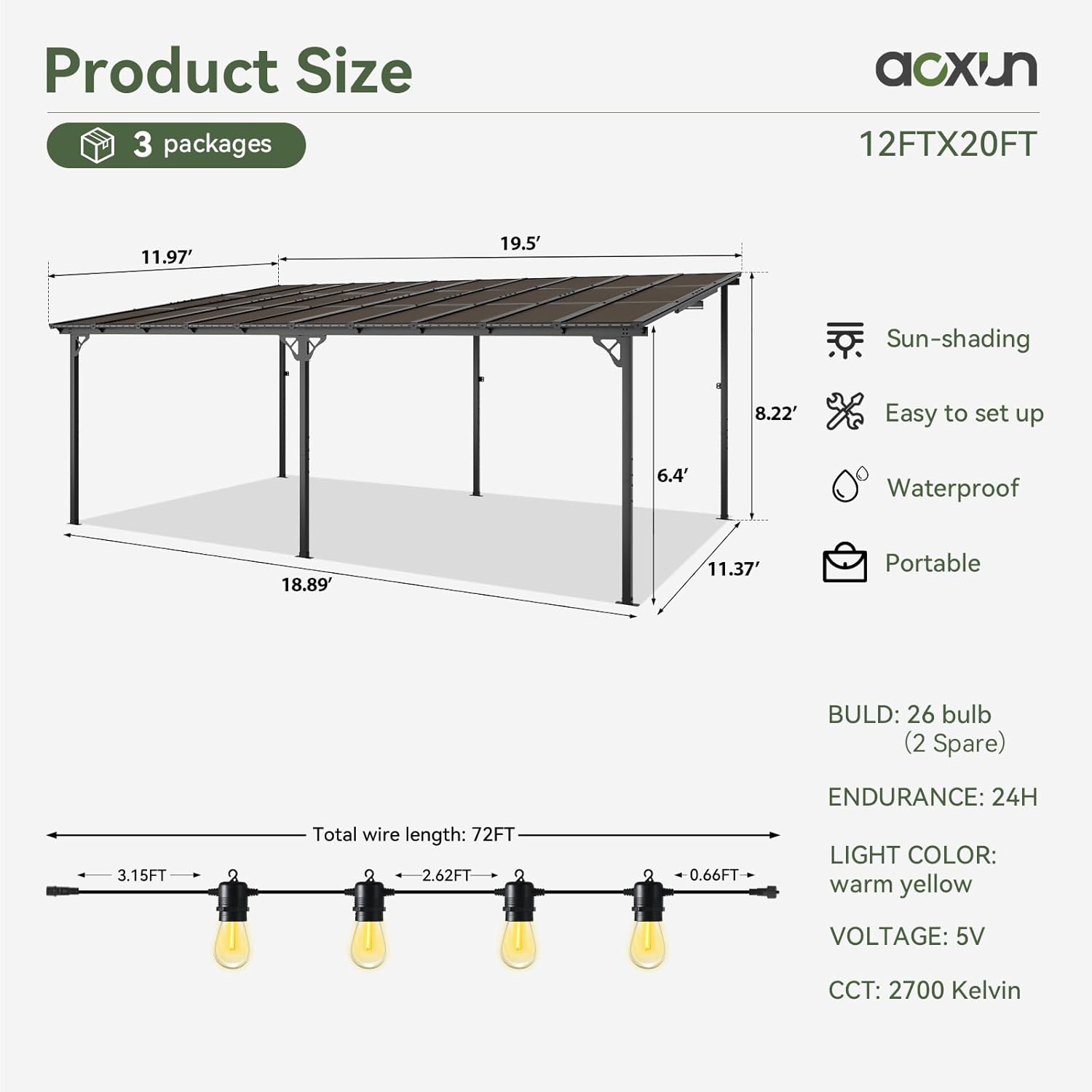 Polycarbonate Wall Mounted Lean To Gazebo