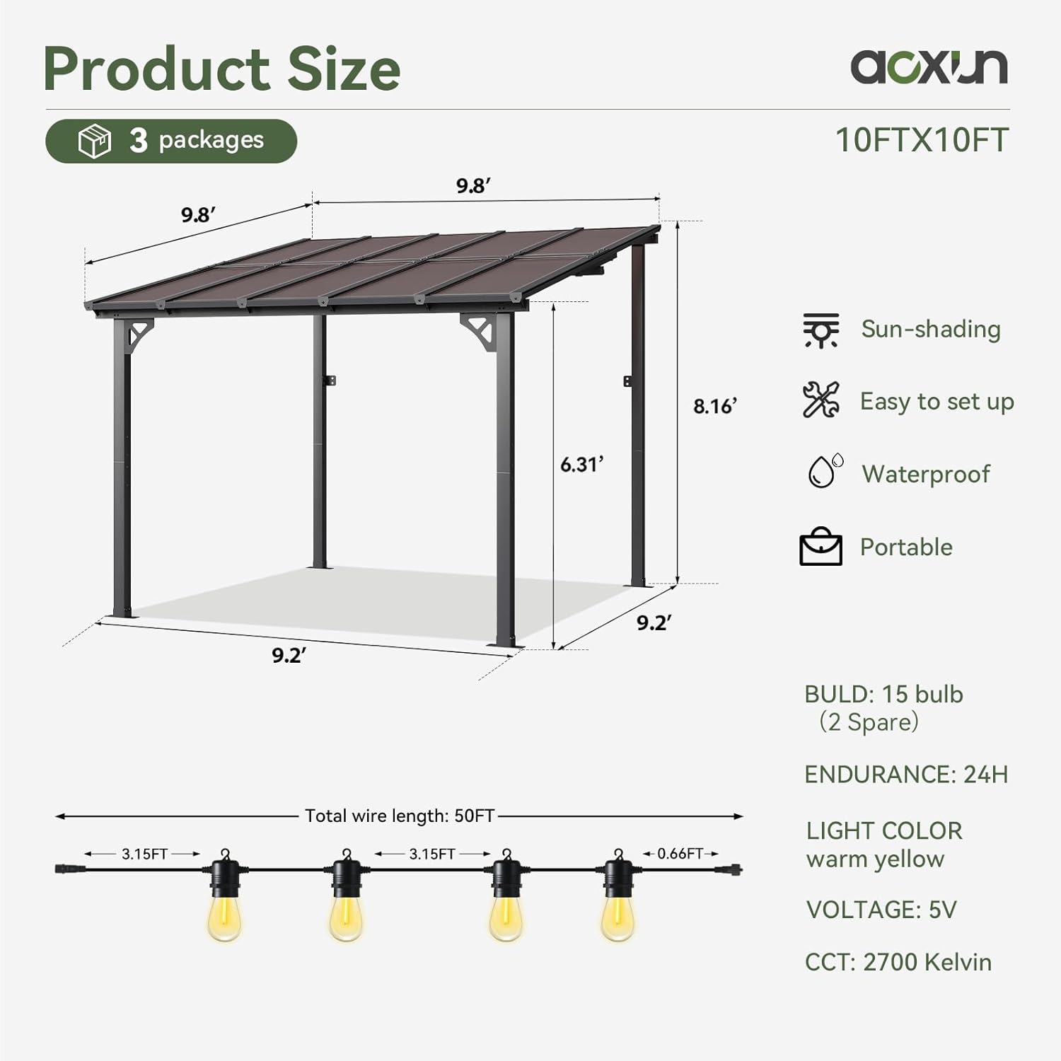 Polycarbonate Wall Mounted Lean To Gazebo