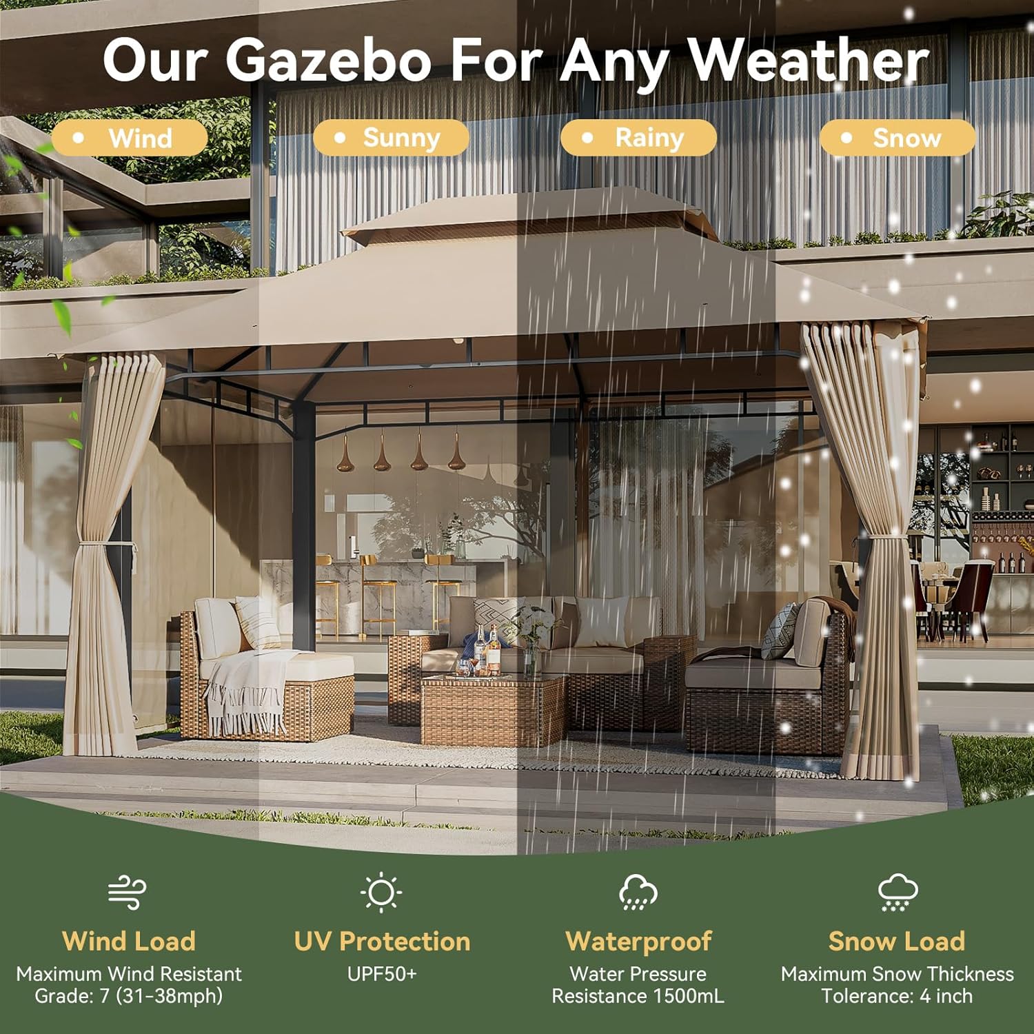 Soft Top Metal Frame Gazebo with Double Roofs