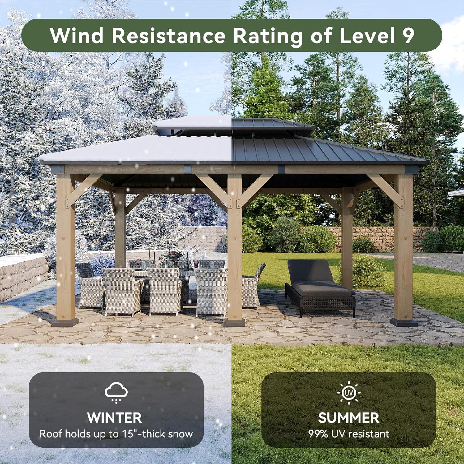 Hardtop Cedar Wood Gazebo