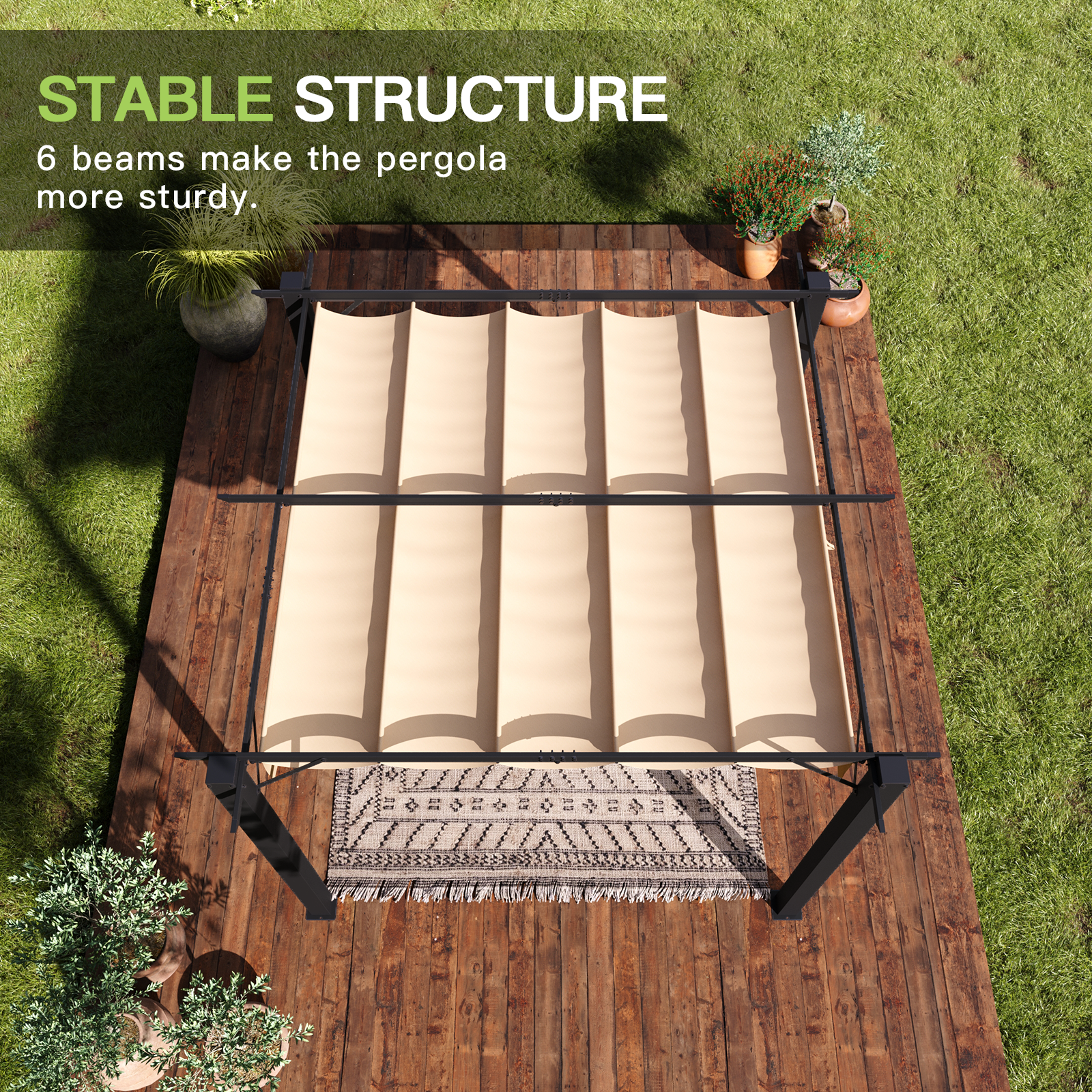 Aoxun Outdoor Pergola, Patio Pergola with Upgraded Retractable Canopy, Heavy Duty Metal Pergolas and Gazebos with Adjustable Sun Shade Cover for Modern Backyard, Deck, Garden