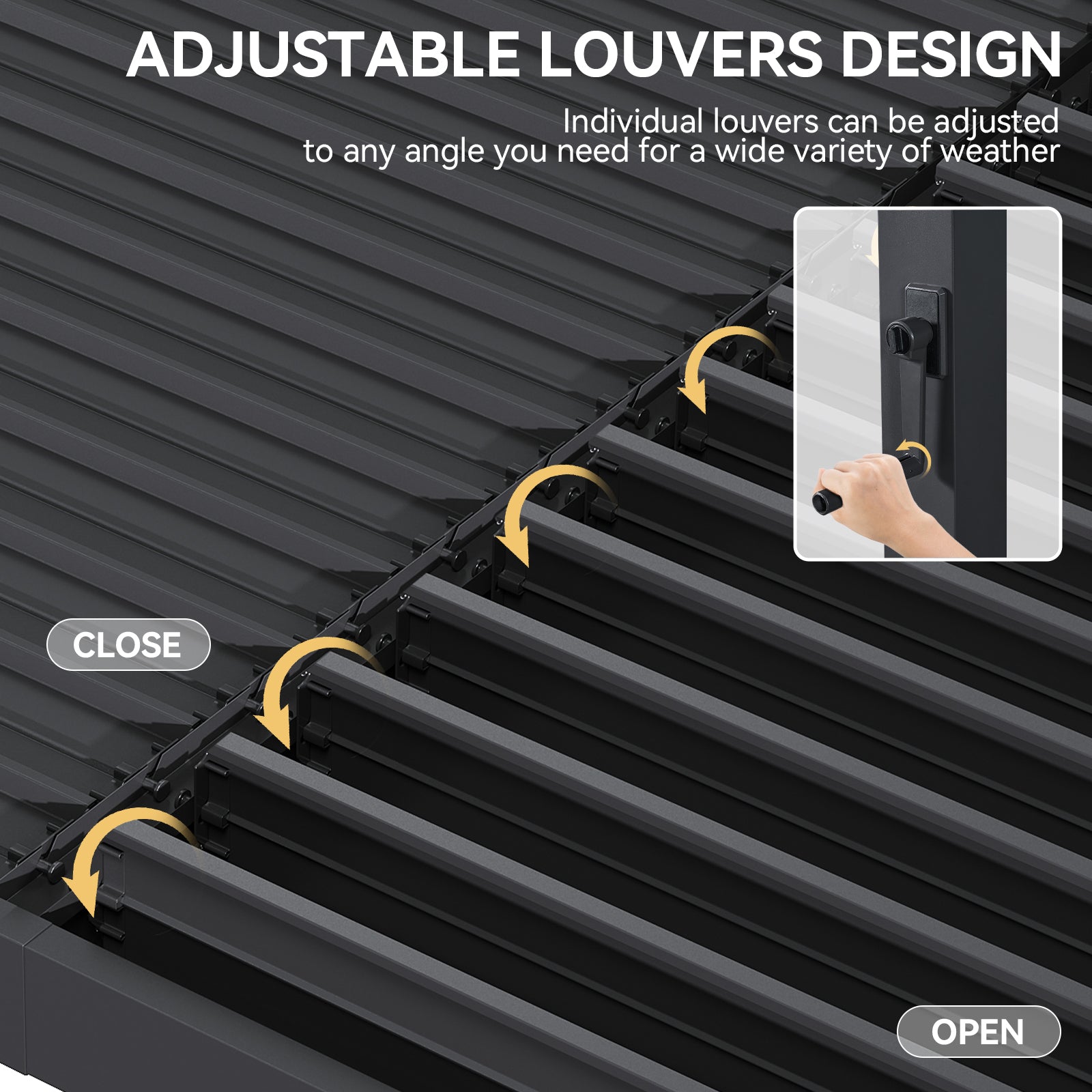 Aoxun Louvered Pergola 10x12 96S Outdoor Gazebo with Adjustable Roofs | Built-in Drainage System and Patented Easy-Assembly Design for Patios & Backyards, Gray