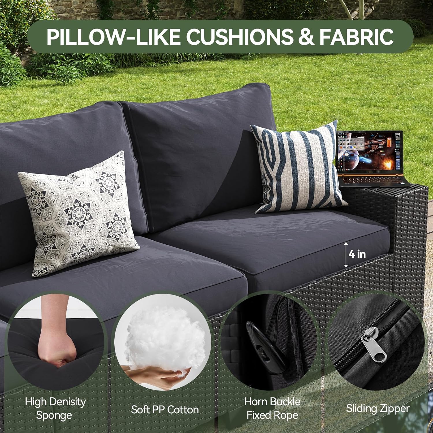 Patio Furniture Set 6 Pcs7Pcs/w Firepit9 Pcs Sofa