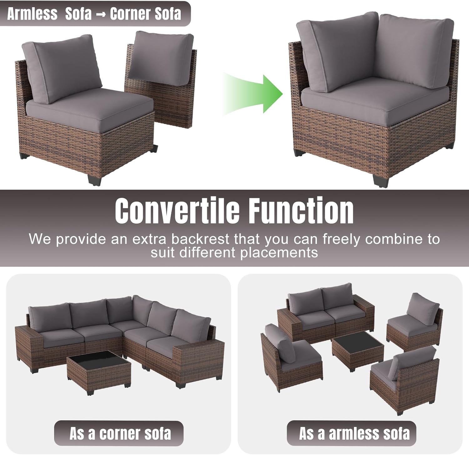 Aoxun 6 Pieces/7 Pieces Patio Furniture Set