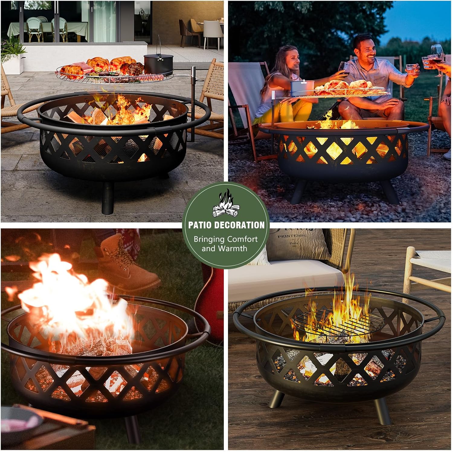 Fire Pit with Cooking Grate Grill
