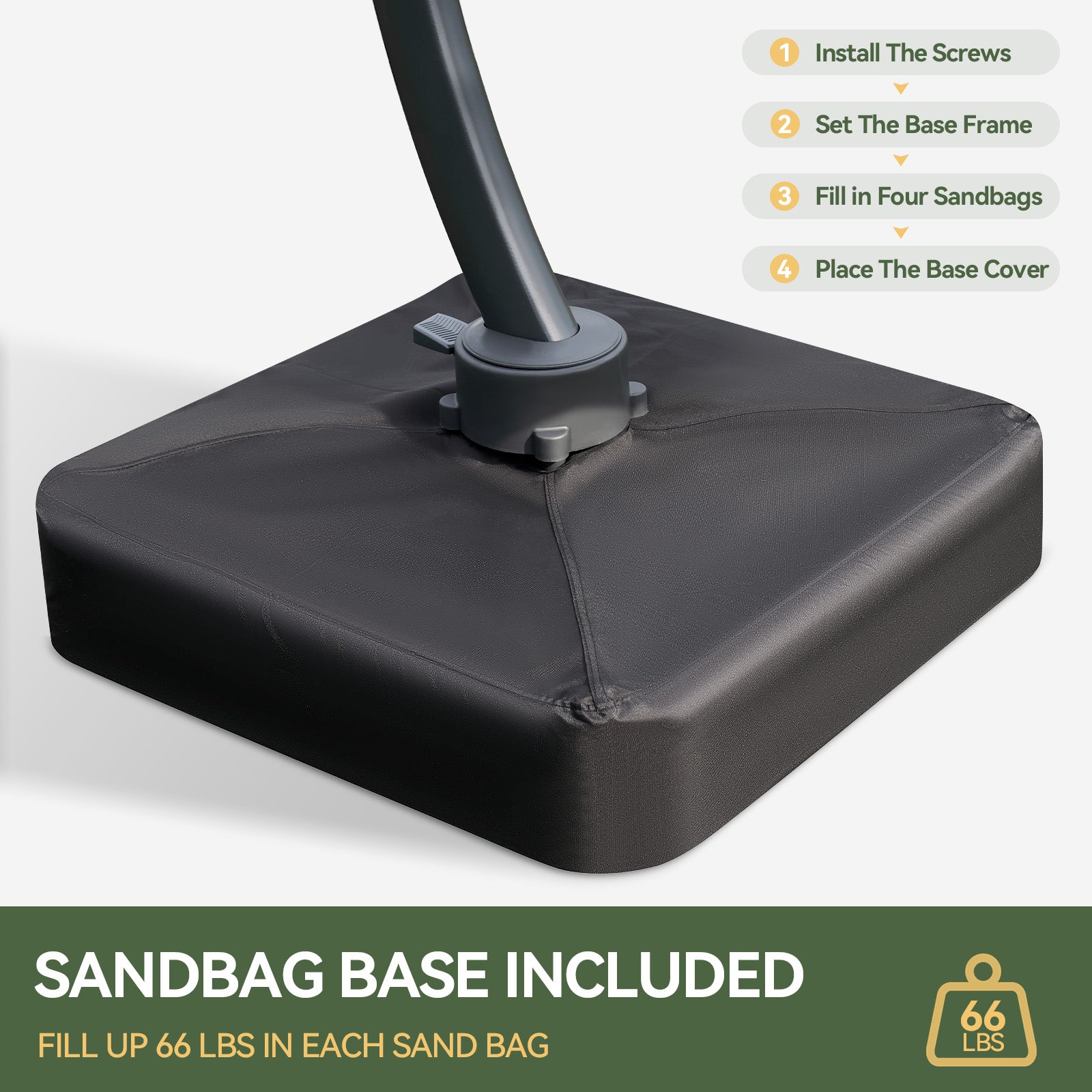 11' Aluminum Outdoor Offset Cantilever Umbrella with Base