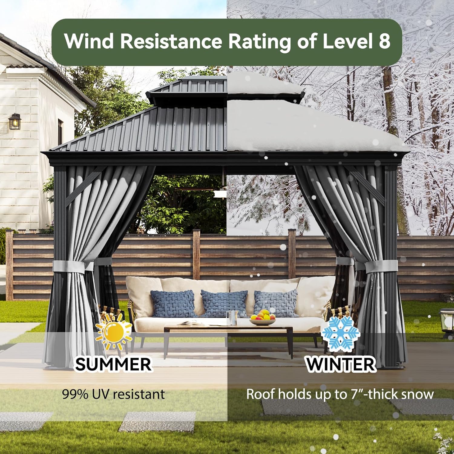 Hardtop Aluminum Gazebo with Rain Gutter