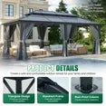 Clouddwell 12'x20' Hardtop Gazebo - Polycarbonate Double Roof with Netting & Curtains for Patio, Garden Sun Protection,Gray