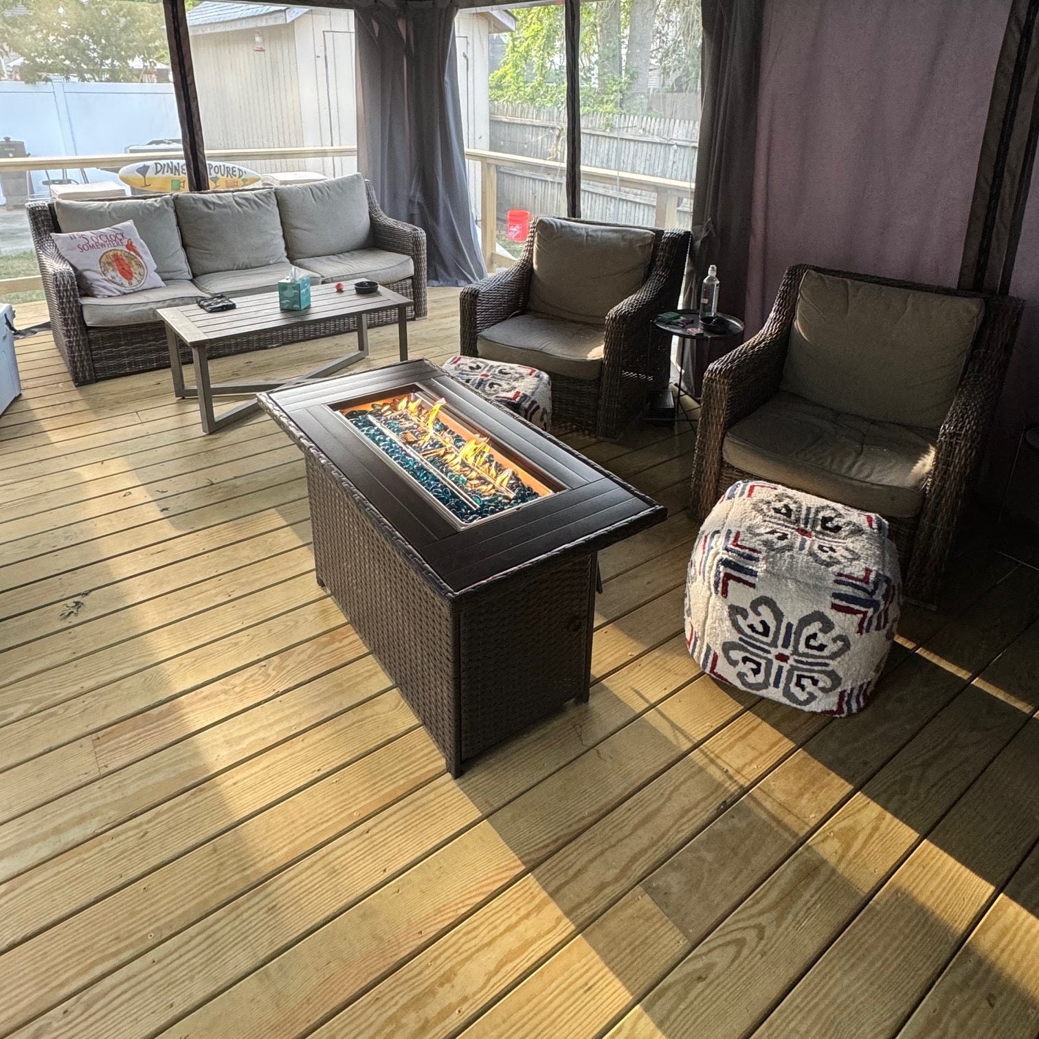 40" Wicker Propane Fire Pit Table, 50,000 BTU