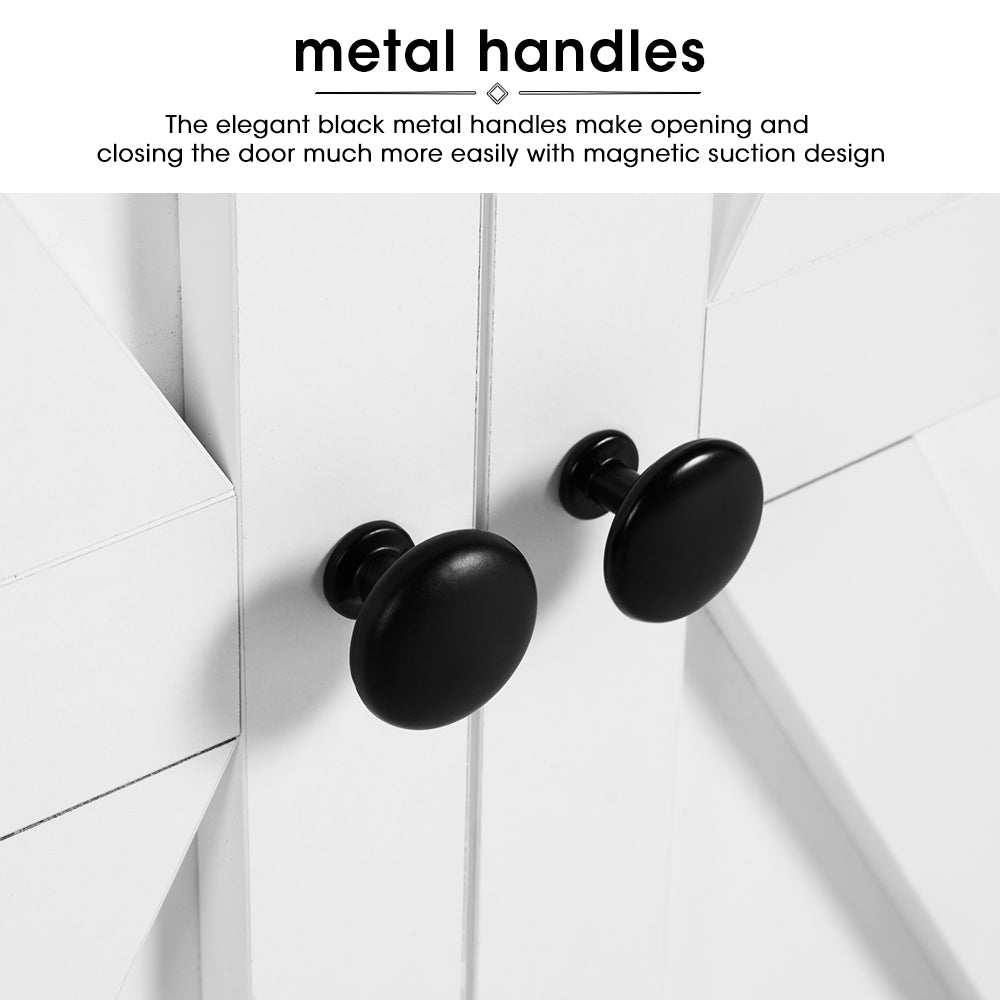 6-tier Standard Bookcase with Storage and Two Barn Doors, White