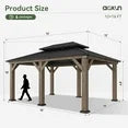 12' x 16' Outdoor Wood Gazebo, Hardtop Gazebo Permanent Wooden Pavilion with Galvanized Steel Double Roof, for Patio, Garden, Backyard, Cedar Wood