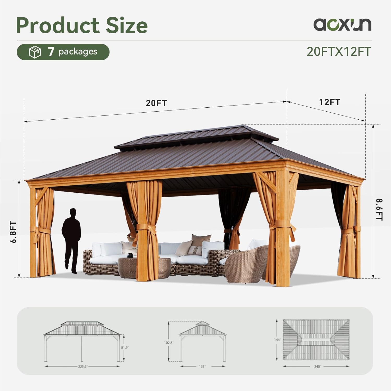 Hardtop Aluminum Gazebo with Rain Gutter