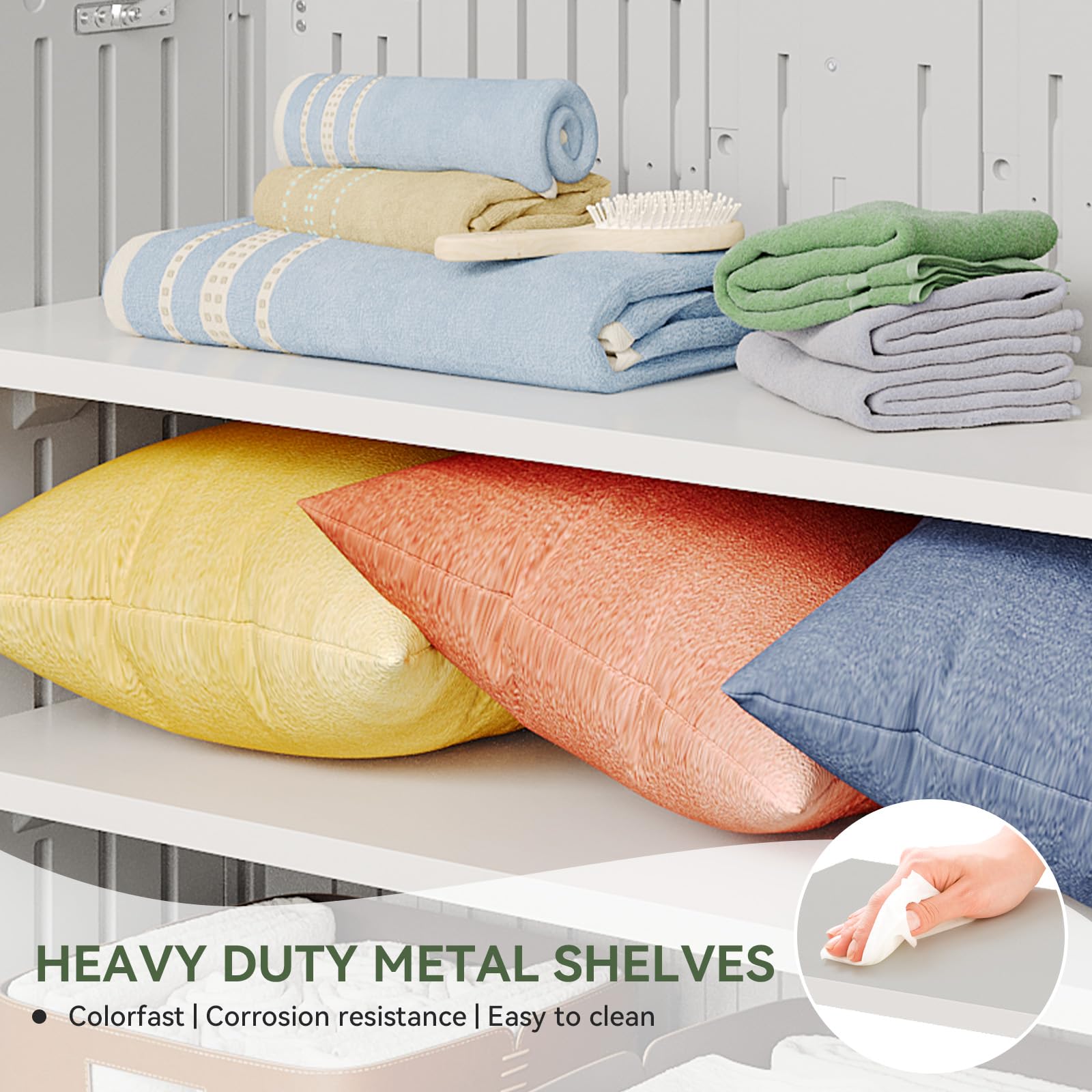 35 Cu.Ft Outdoor Storage Shed with 2 Shelves and Floor, Waterproof Horizontal Resin Cabinet for Trash Cans, Lawn Mowers, Generators, and Garden Tools, White