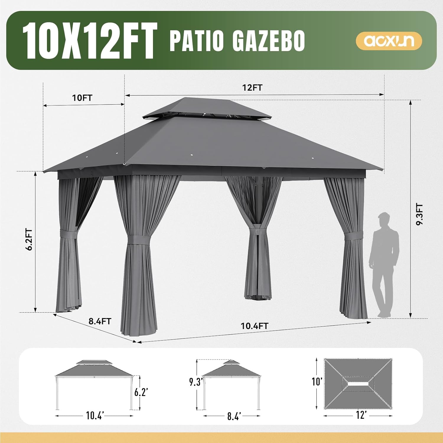 Soft Top Metal Frame Gazebo with Double Roofs