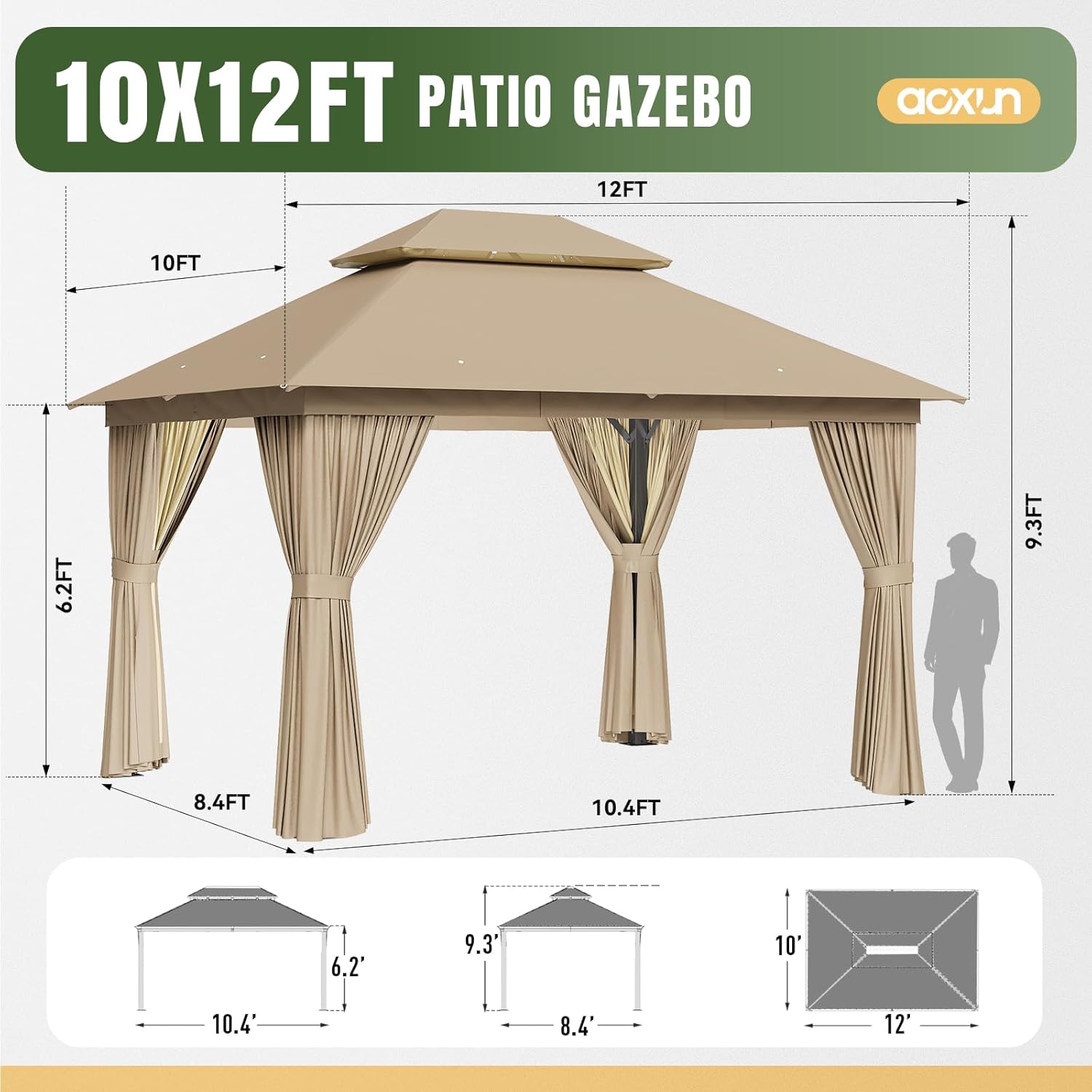 Soft Top Metal Frame Gazebo with Double Roofs