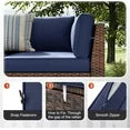 Aoxun Outdoor Replacement Cushions for Patio Furniture, Deep Seat Outdoor Cushions for 6-Seat Wicker Sectional, 14-Piece Water-Repellent Cushions for L-Shape Couch(Navy)