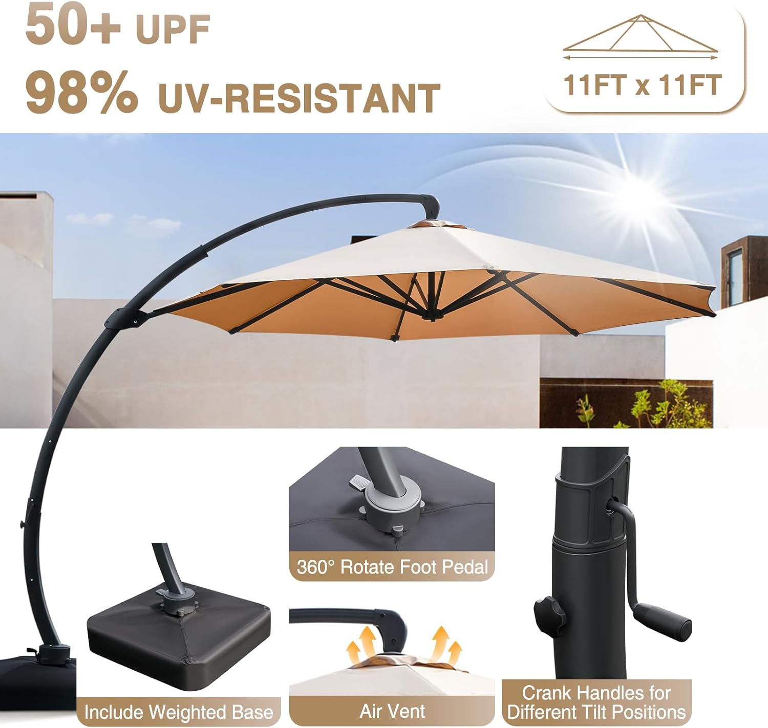 Aoxun Patio Furniture Set 7-Piece with Umbrella / Fire Pit