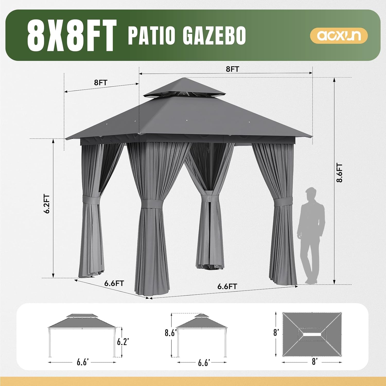 Soft Top Metal Frame Gazebo with Double Roofs
