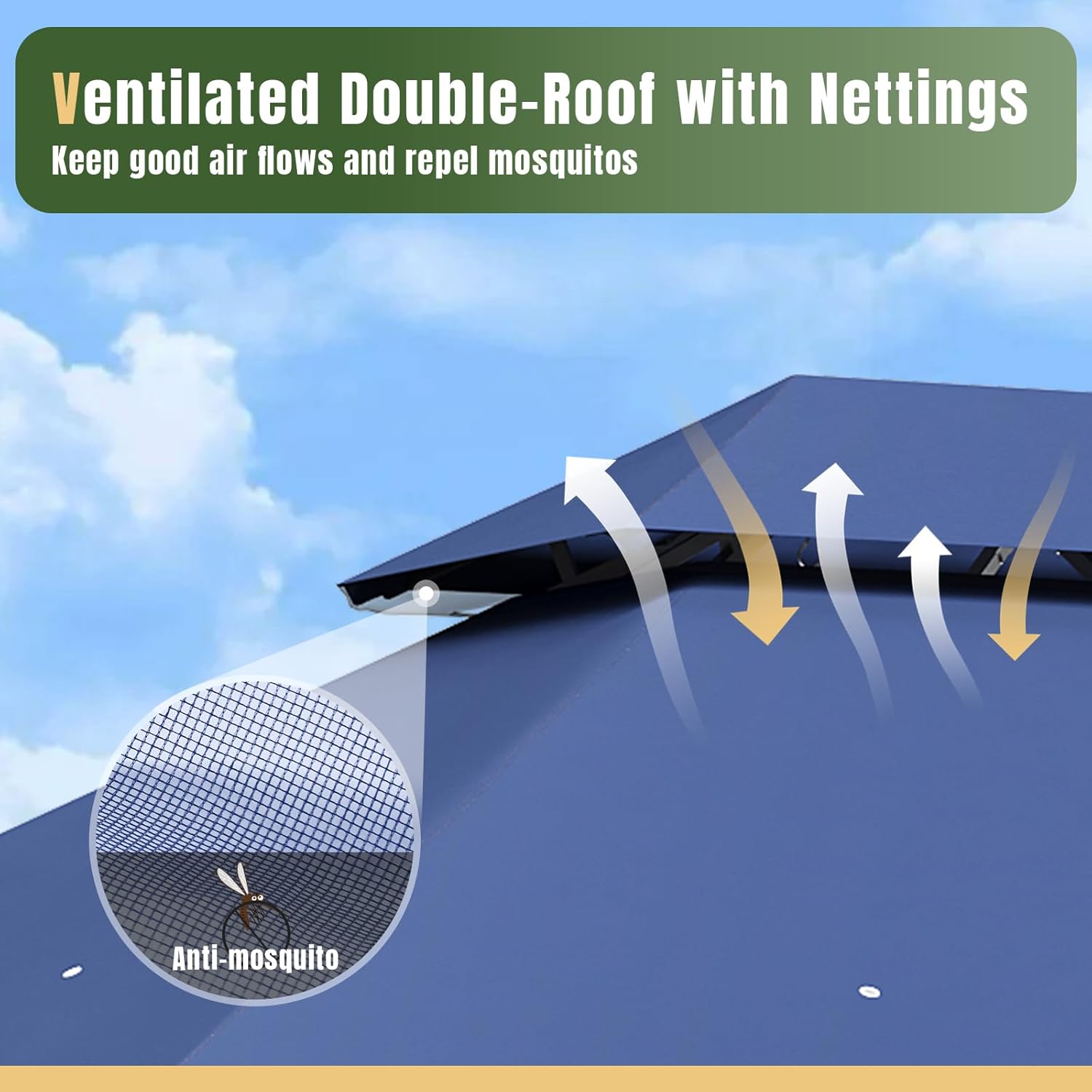 Soft Top Metal Frame Gazebo with Double Roofs