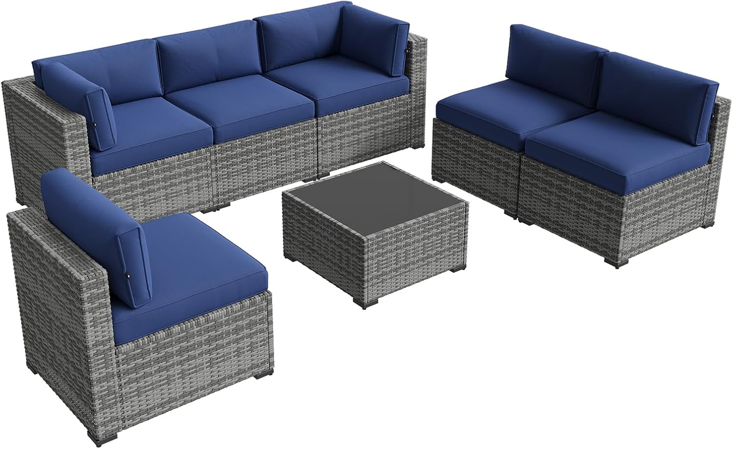 Aoxun Patio Furniture Set 7-Piece with Umbrella / Fire Pit