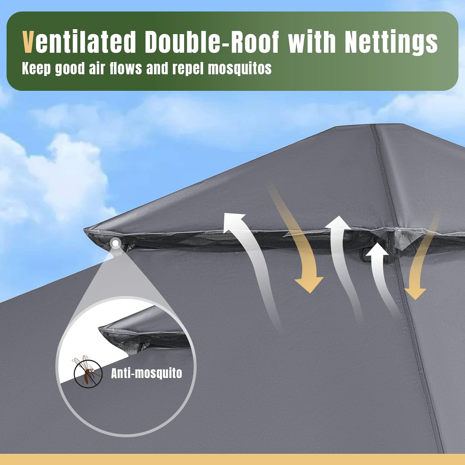 Soft Top Metal Frame Gazebo with Double Roofs