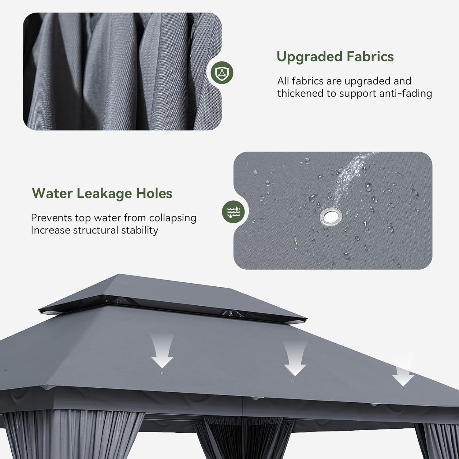 Soft Top Metal Frame Gazebo with Double Roofs