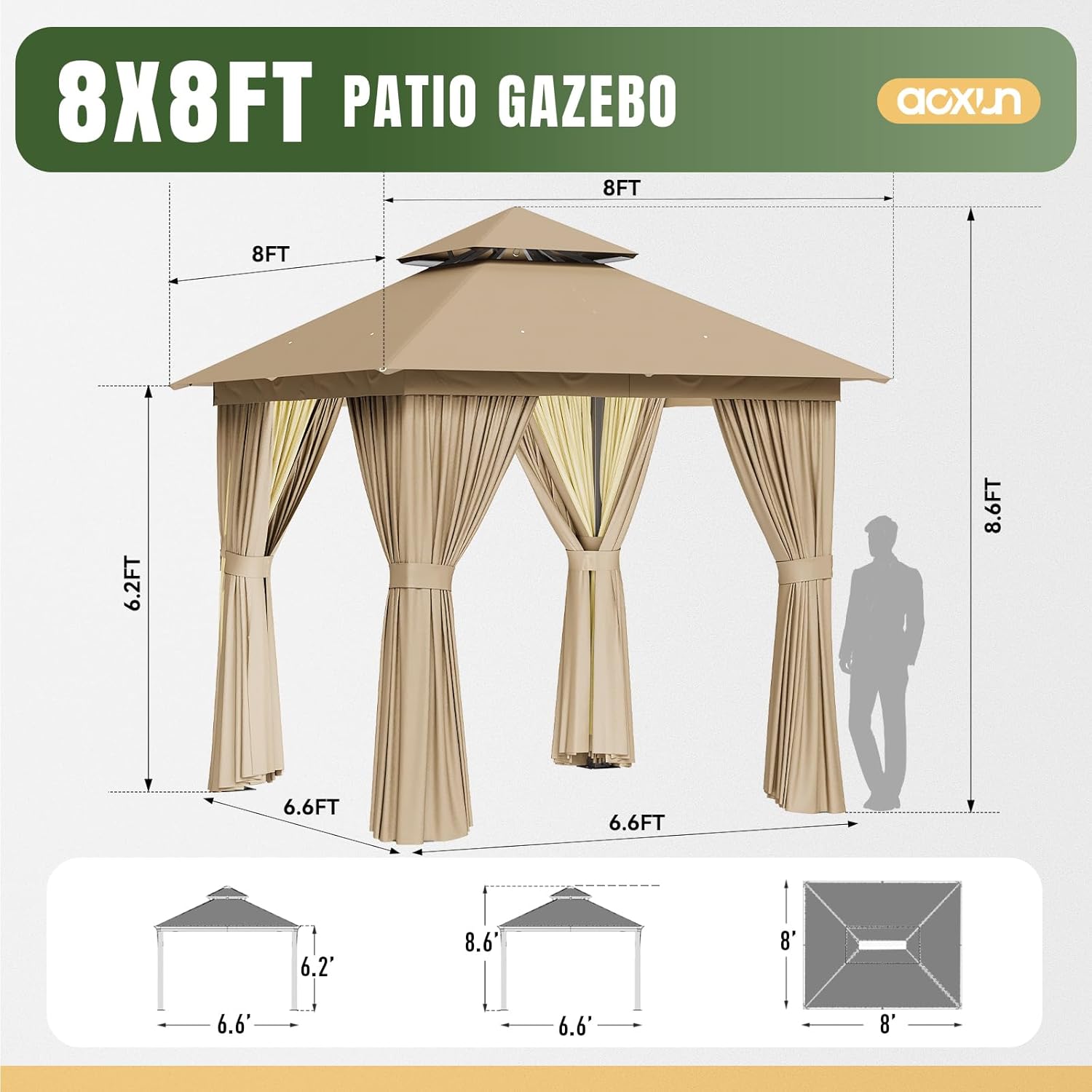 Soft Top Metal Frame Gazebo with Double Roofs