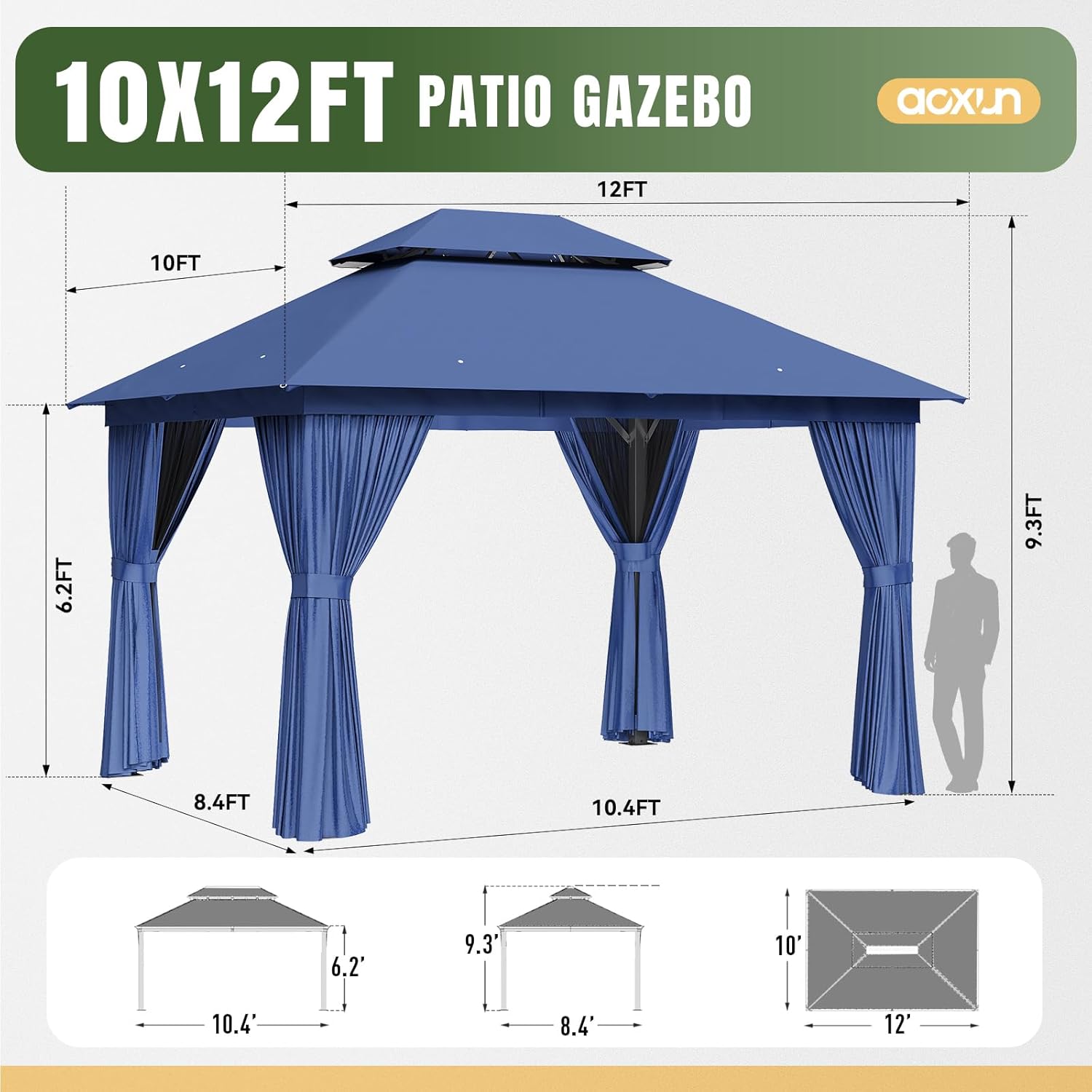 Soft Top Metal Frame Gazebo with Double Roofs