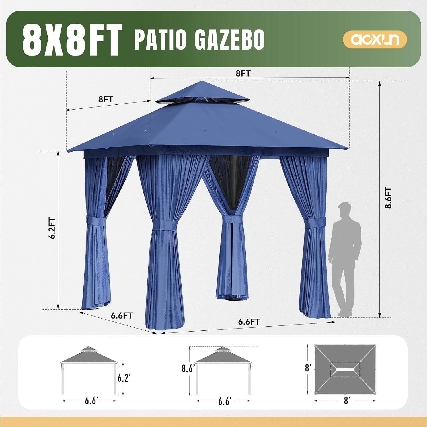 Soft Top Metal Frame Gazebo with Double Roofs
