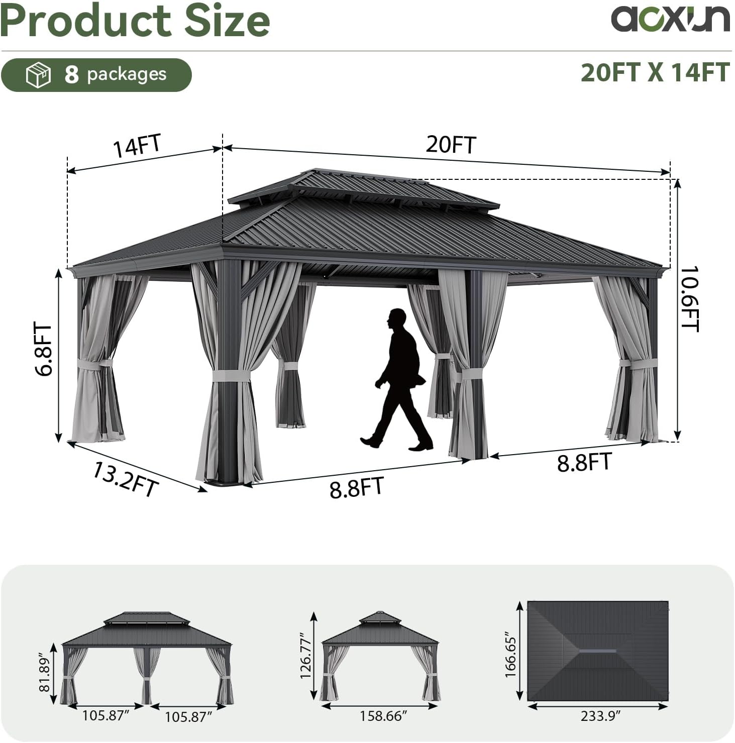 Hardtop Aluminum Gazebo with Rain Gutter