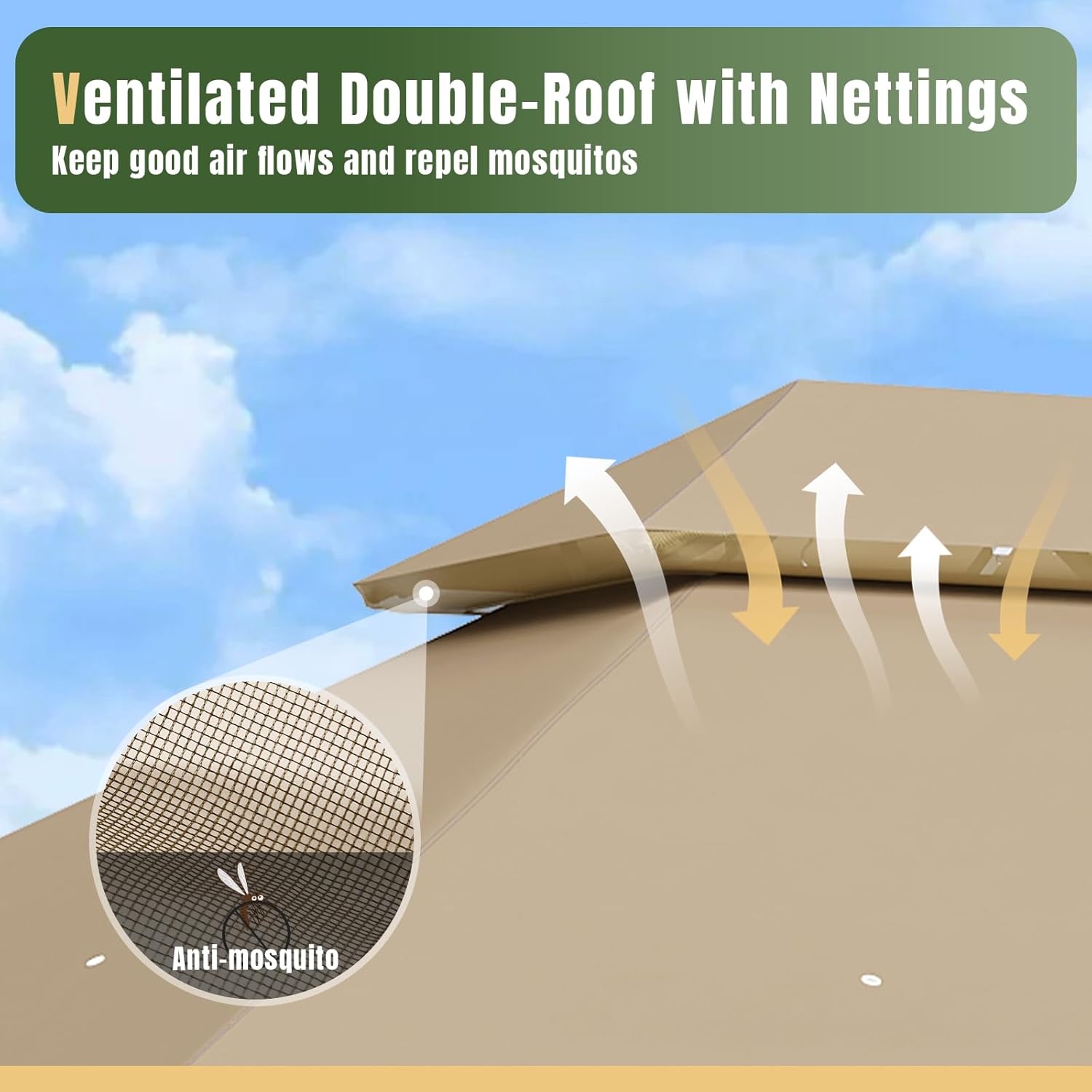 Soft Top Metal Frame Gazebo with Double Roofs