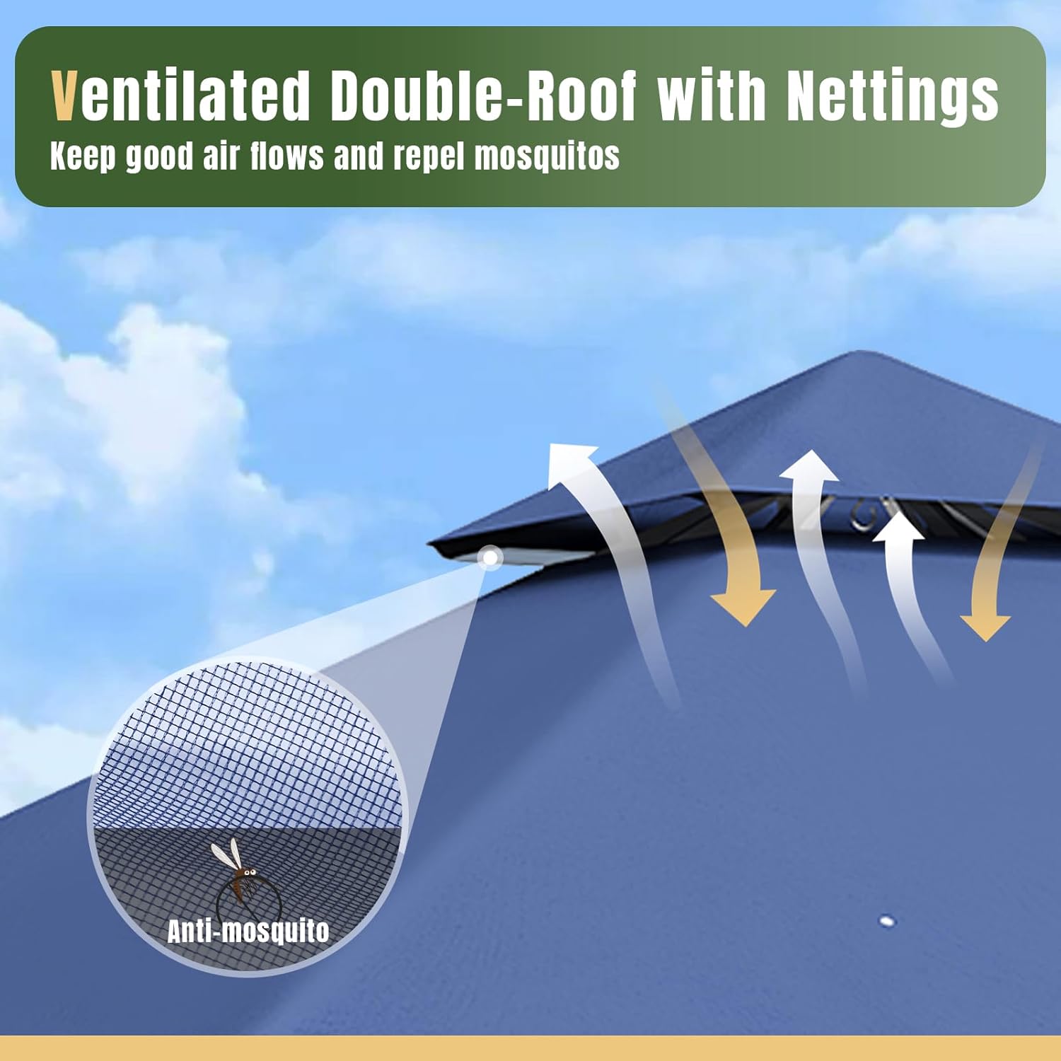 Soft Top Metal Frame Gazebo with Double Roofs