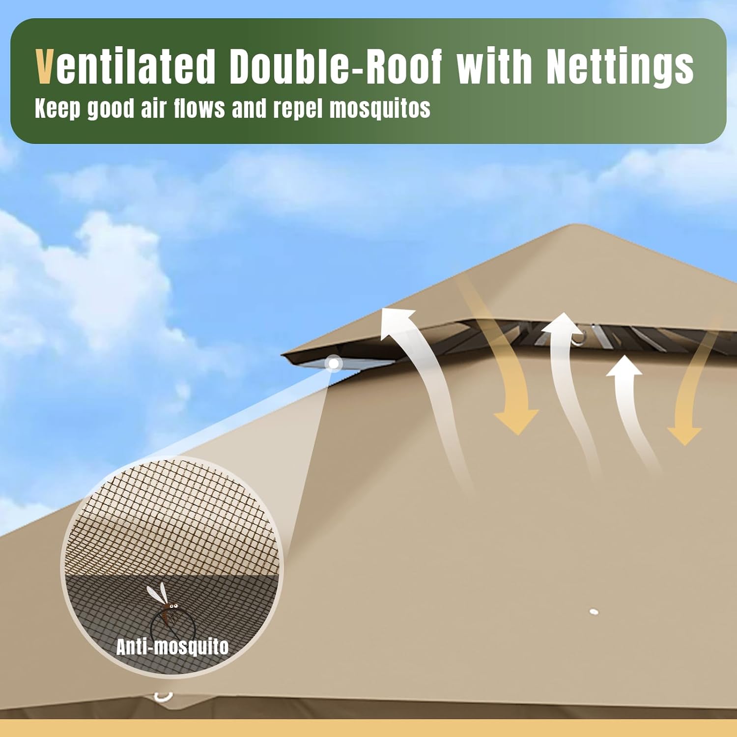 Soft Top Metal Frame Gazebo with Double Roofs