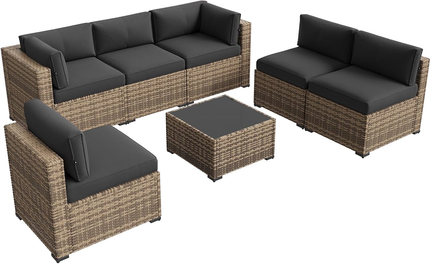 Aoxun Patio Furniture Set 7-Piece with Umbrella / Fire Pit