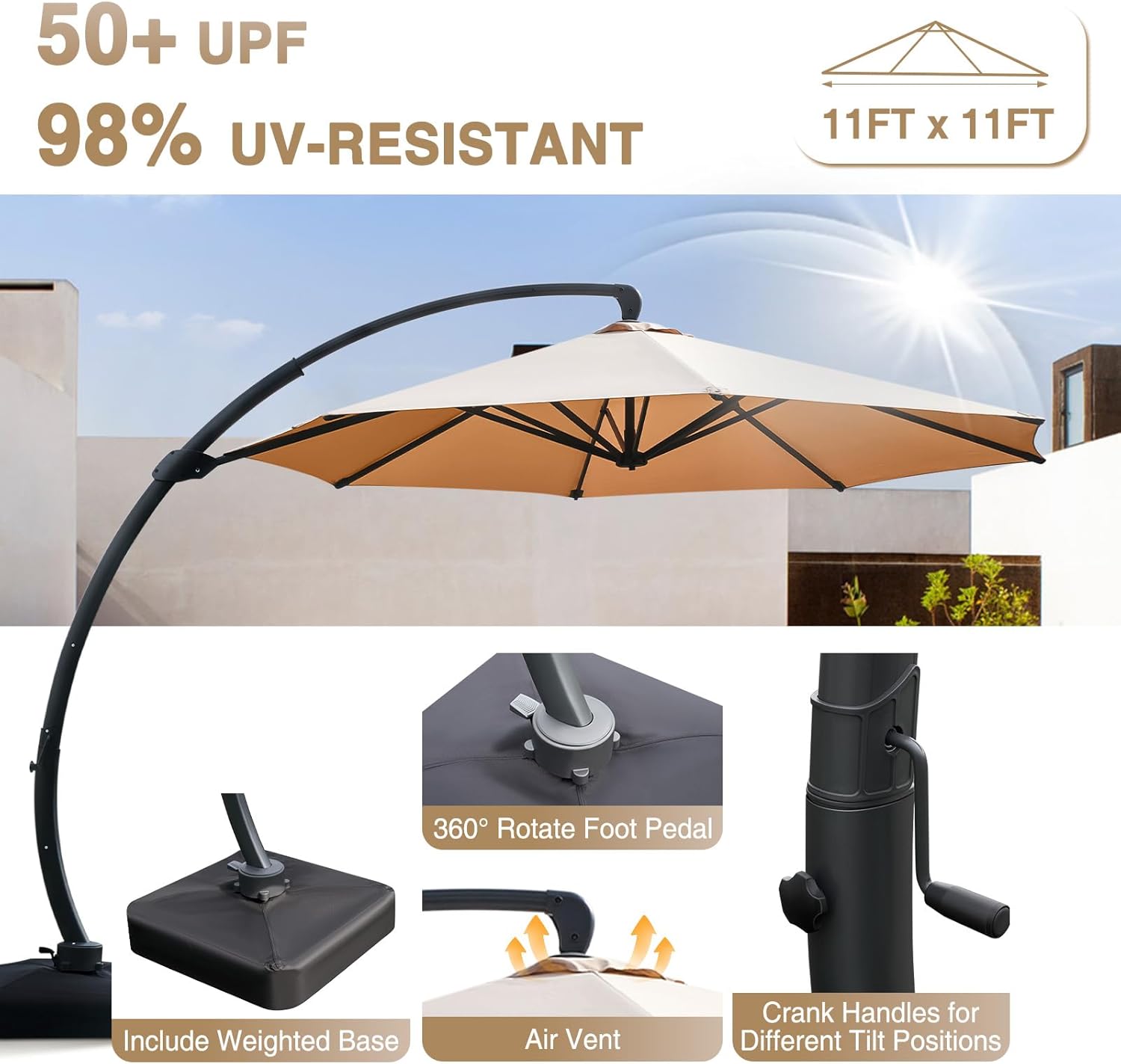 Aoxun Patio Furniture Set 7-Piece with Umbrella / Fire Pit