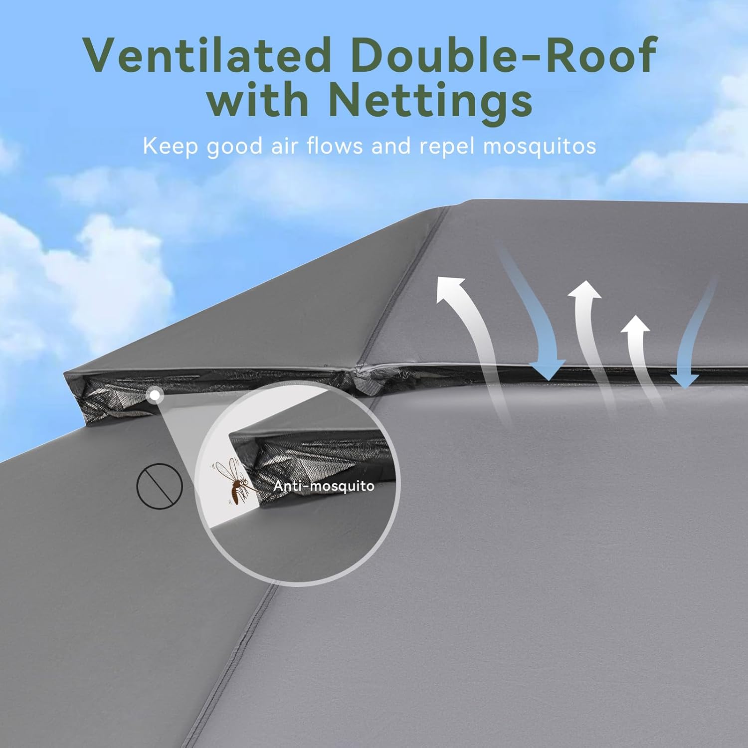 Soft Top Metal Frame Gazebo with Double Roofs