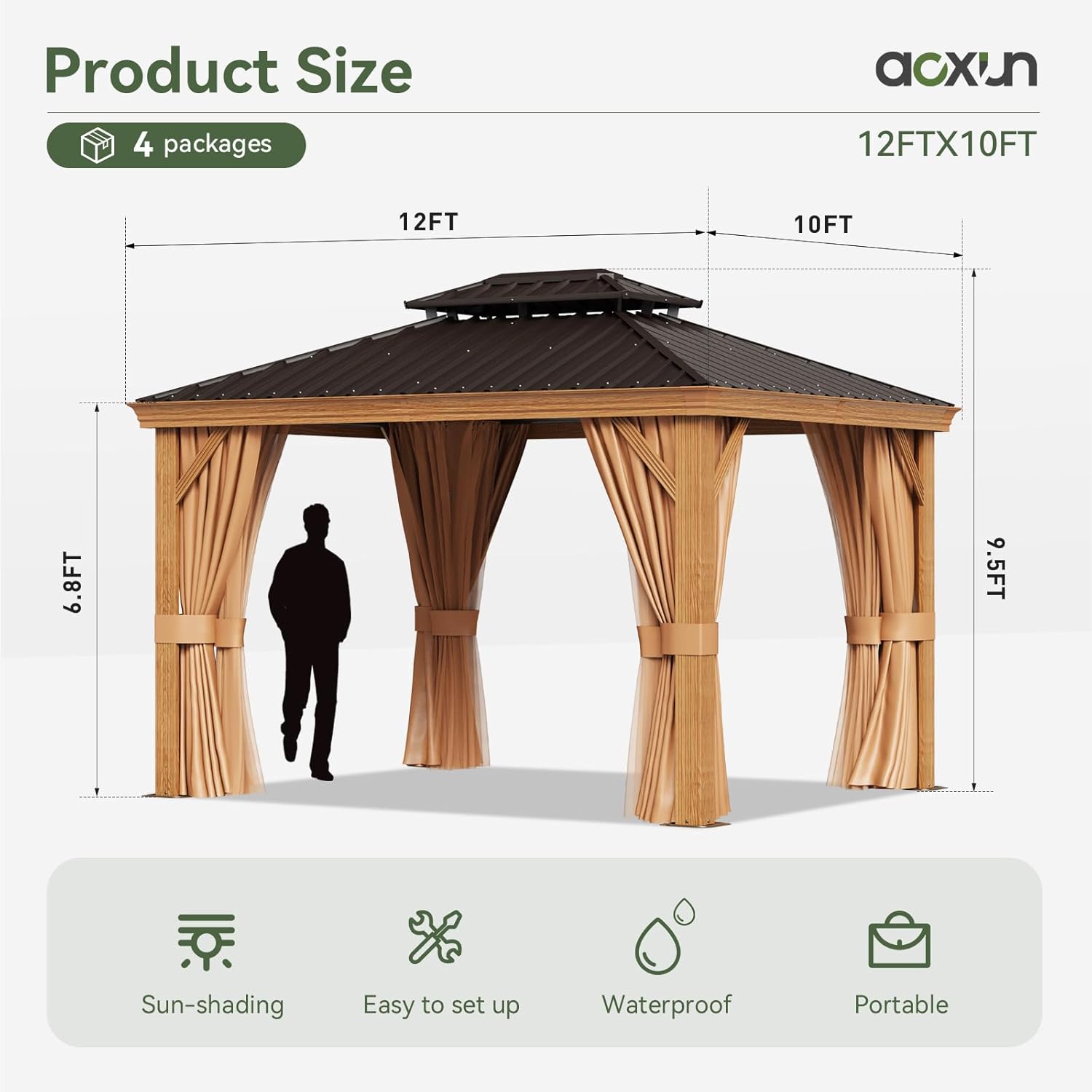 Hardtop Aluminum Gazebo with Rain Gutter