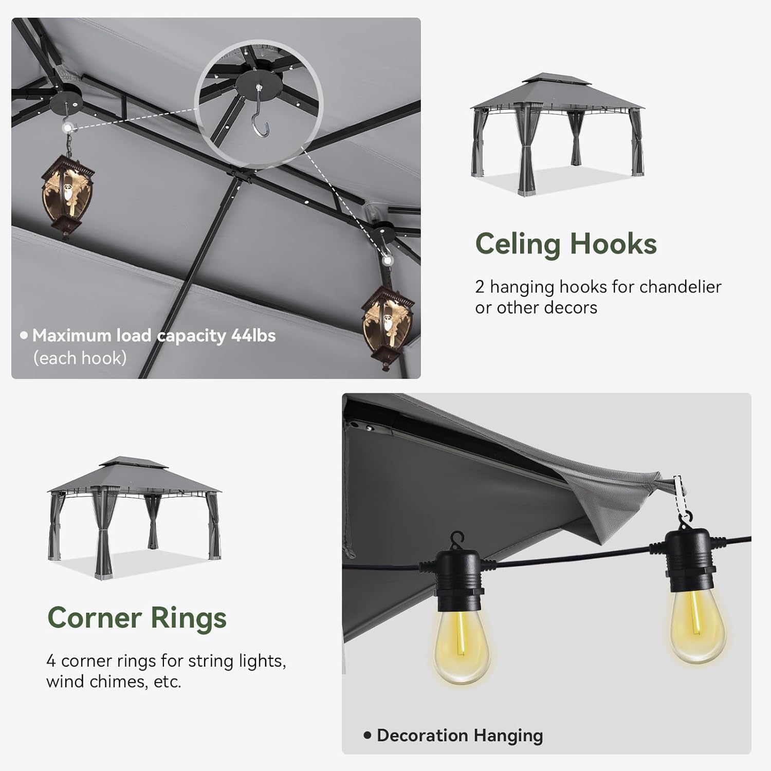 Soft Top Metal Frame Gazebo with Double Roofs