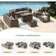 11 Piece Patio Furniture Set with 44” Fire Pit Table Wicker Rattan Outdoor Sectional Sofa Set with Coffee Table and 4” Thickened Cushions, Gray (Waterproof Cover Included)