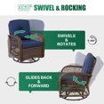 Clouddwell 3 Piece Patio Furniture Set Wicker Rattan Patio Conversation Set Outdoor Sectional Sofa Set with Coffee Table and Blue Cushions